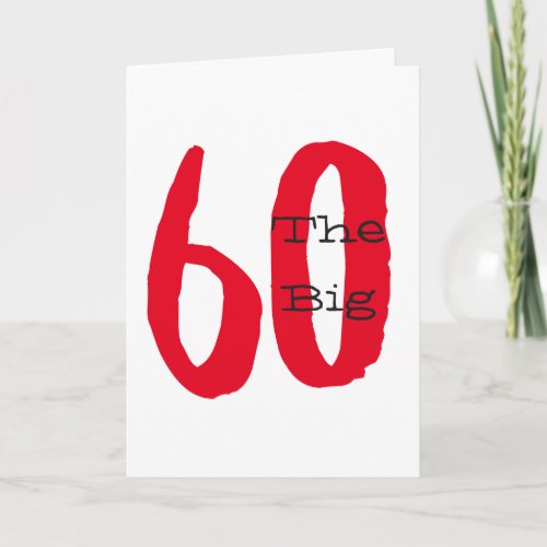 Funny 60th birthday big red text on white card