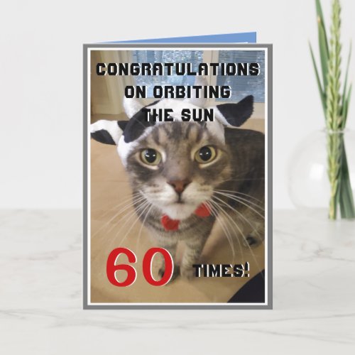 Funny 60TH Birthday Cat Orbit Card