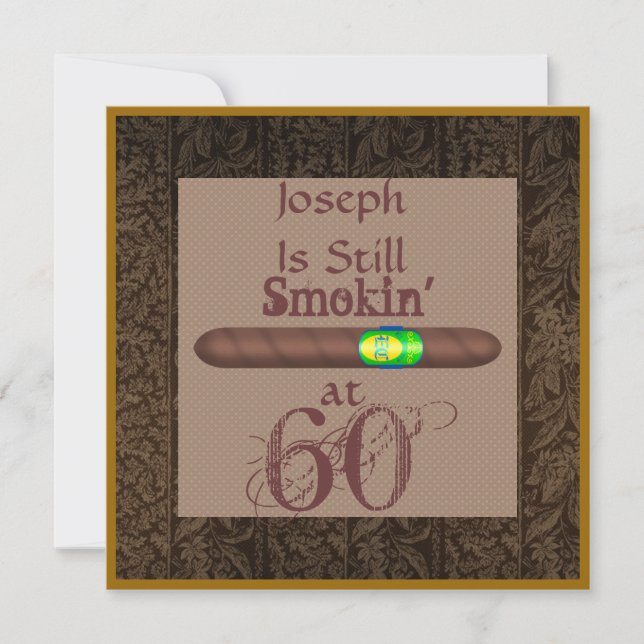 FUNNY 60th Birthday Cigar Invitations Personalized (Front)