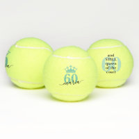 Funny 60th Birthday Custom Queen of the Court Tennis Balls