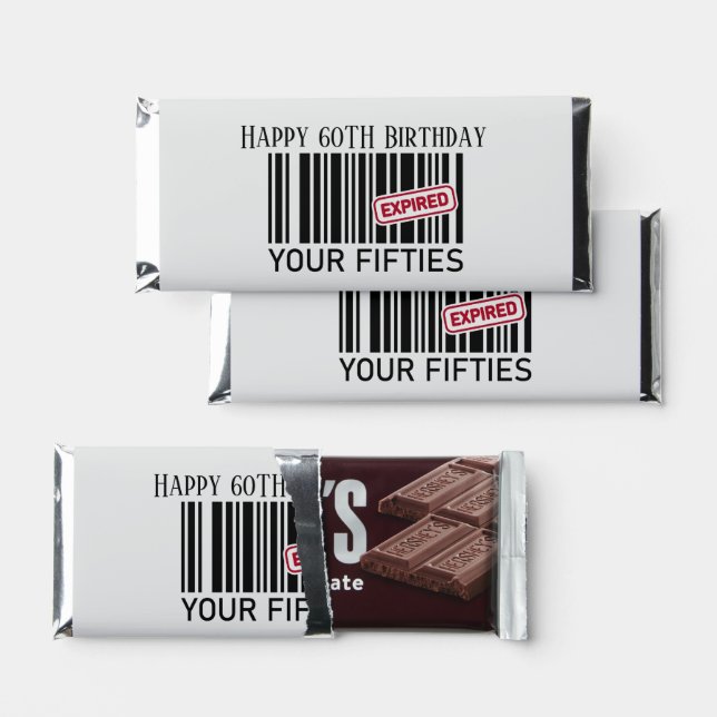 funny 60TH Birthday facts chocolate  Hershey Bar Favors (Front)