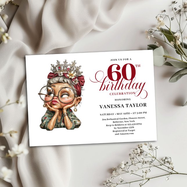 Funny 60th Birthday Invite Old Lady Party Humor (Funny 60th Birthday Invite Old Lady Party Humor)