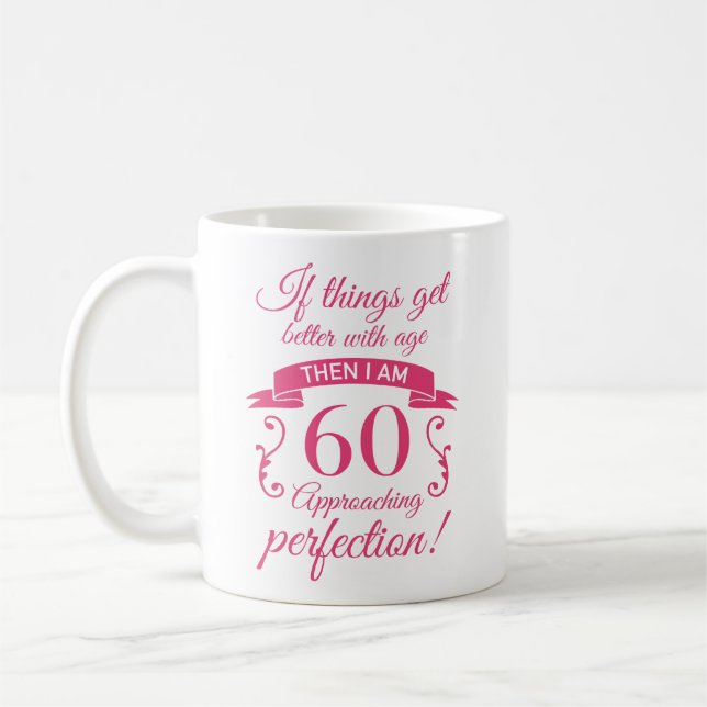 Funny 60th Birthday 'Perfection' Coffee Mug (Left)