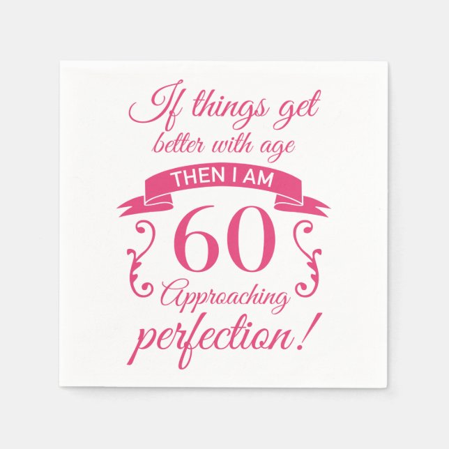 Funny 60th Birthday 'Perfection' Napkins (Front)