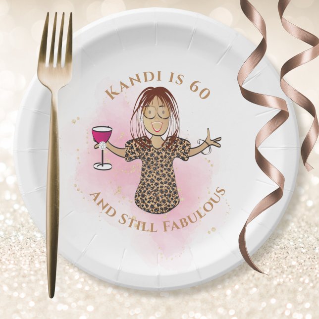 Funny 60th Birthday Pink Ethnic 60 and Fabulous  Paper Plates (Creator Uploaded)
