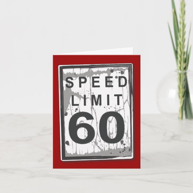 Funny 60th Birthday Speed Limit Thank You Notecard (Front)