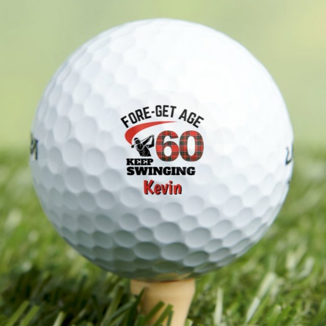 Funny 60th Gift for Coworker - Red Tartan Golf Balls (Creator Uploaded)