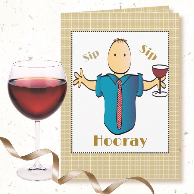 Funny 60th Male Cartoon Wine Toast Sweet Birthday Card (Creator Uploaded)