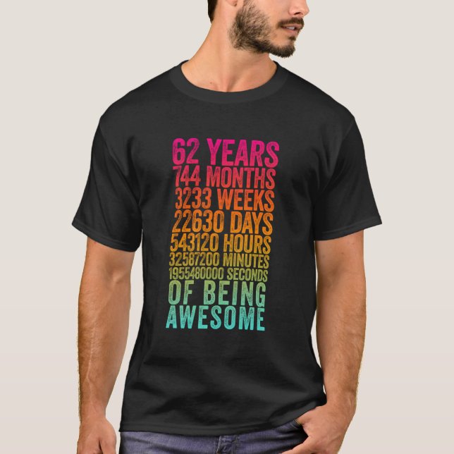 Funny 62Nd Birthday Shirt Old Meter Funny 62 Year  (Front)