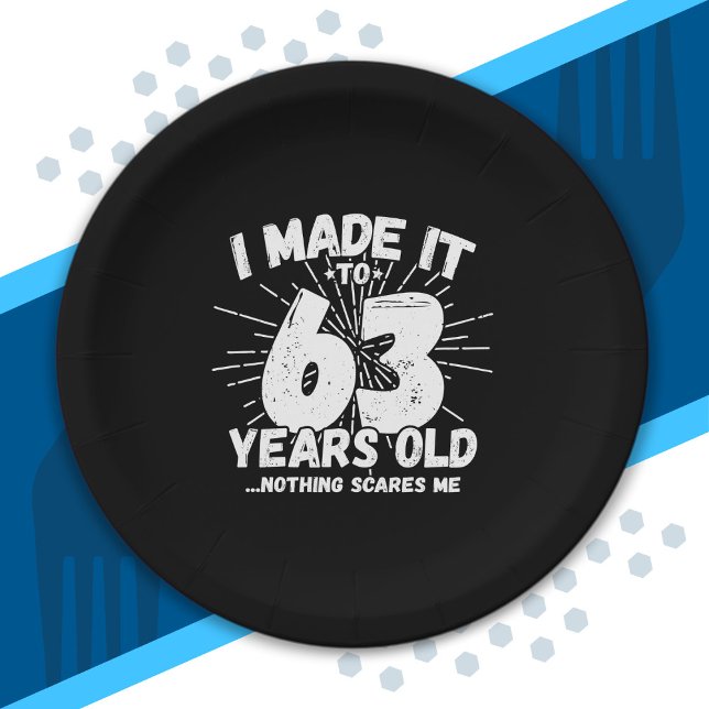 Funny 63rd Birthday Quote Sarcastic 63 Year Old Paper Plates (Creator Uploaded)