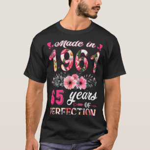 Funny 65 Years Old Made In 1961 Floral 65th Birthd T-Shirt