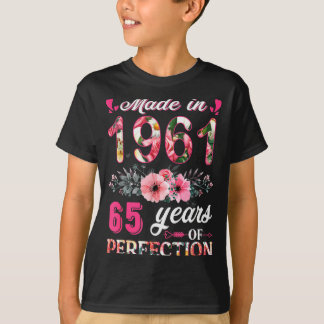 Funny 65 Years Old Made In 1961 Floral 65th Birthd T-Shirt