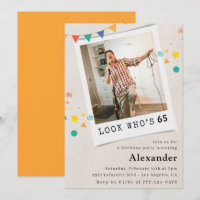 Funny 65th birthday invitations Men Fun Photo