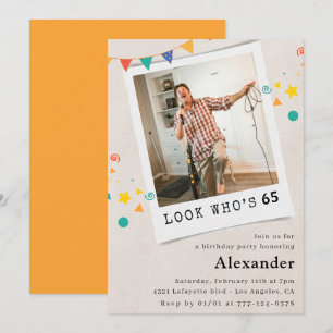Funny 65th birthday invitations Men Fun Photo