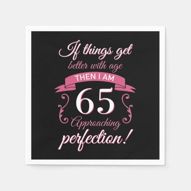 Funny 65th Birthday 'Perfection' Napkins (Front)