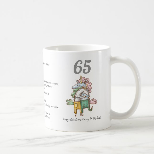FUNNY 65th Wedding Anniversary Unicorns Customized Coffee Mug (Right)