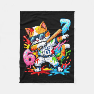 Funny 67 Baseball Dabbing Cat 6 7 Dripng Ice Cream Fleece Blanket