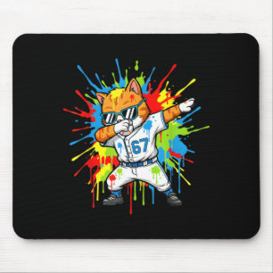 Funny 67 Baseball Dabbing Cat 6 7 Dripng Ice Cream Mouse Pad