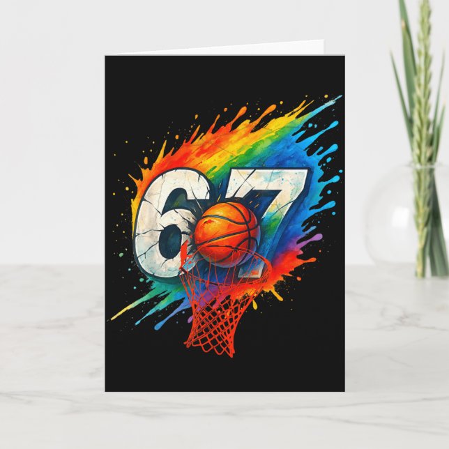 Funny 67 Basketball Six Seven 6 7 Meme 67  Card (Front)