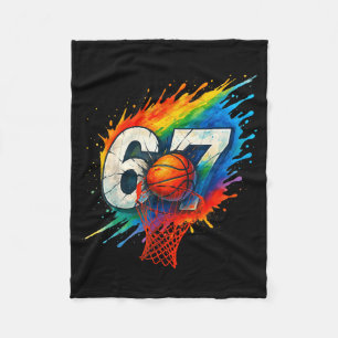 Funny 67 Basketball Six Seven 6 7 Meme 67 Fleece Blanket