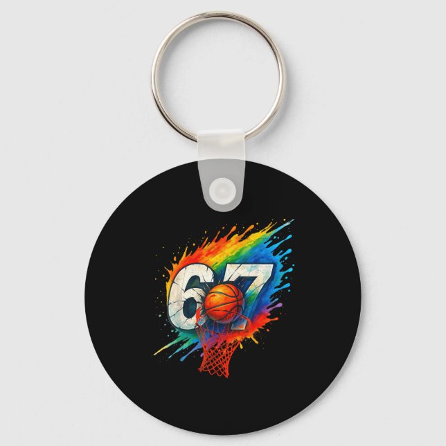 Funny 67 Basketball Six Seven 6 7 Meme 67  Keychain (Front)