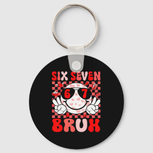Funny 67 Bruh Valentines Six Seven Meme Hearts 6 7 Keychain