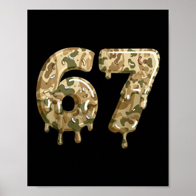 Funny 67 Camo Drip Meme Six Seven Alpha Slang  Poster (Front)