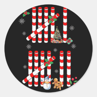 Funny 67 Candy Cane Tally Marks Christmas Six Seve Classic Round Sticker