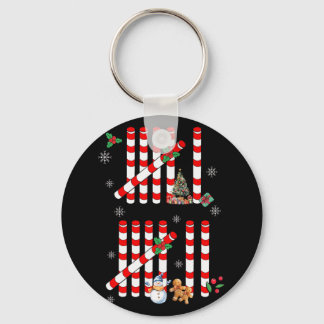 Funny 67 Candy Cane Tally Marks Christmas Six Seve Keychain