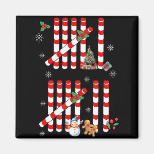 Funny 67 Candy Cane Tally Marks Christmas Six Seve Magnet