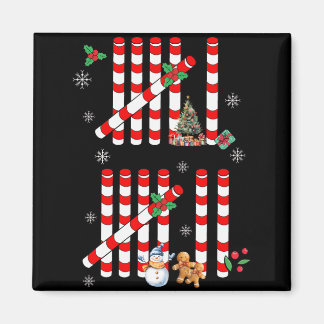 Funny 67 Candy Cane Tally Marks Christmas Six Seve Magnet