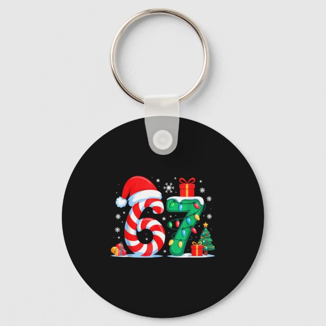 Funny 67 Christmas 6 7 Six Seven Meme 6 7 Matching Keychain (Front)