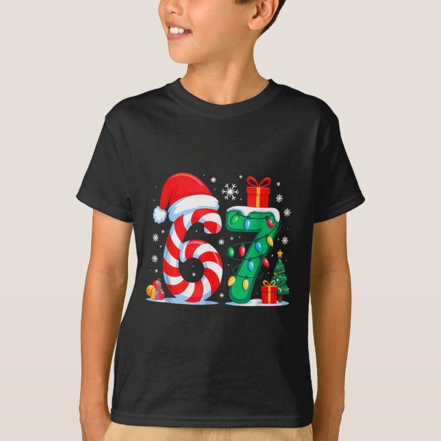 Funny 67 Christmas 6 7 Six Seven Meme 6 7 Matching T-Shirt (Front)