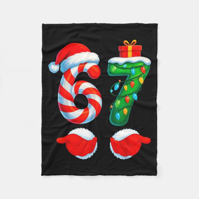 Funny 67 Christmas 6 7 Six Seven Meme Kids Men Boy Fleece Blanket (Front)