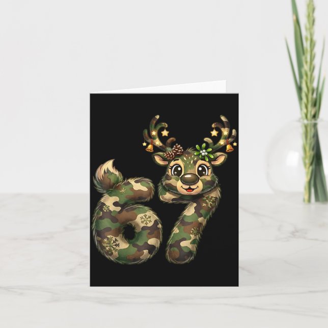 Funny 67 Christmas Holiday Camo Hunting Reindeer D Card (Front)
