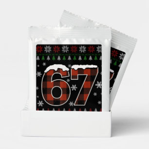 Funny “67” Christmas Meme – Red & Green Plaid Hot Chocolate Drink Mix