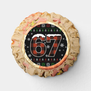 Funny “67” Christmas Meme – Red & Green Plaid  Reese's Peanut Butter Cups