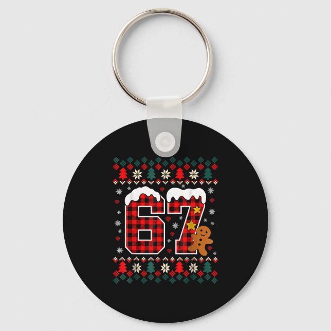 Funny 67 Christmas Pajamas Shirt Six Seven Meme Br Keychain (Front)