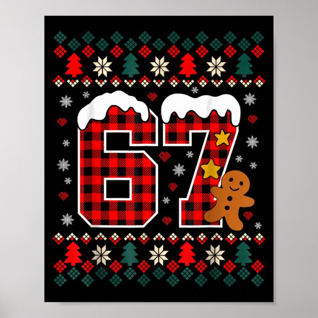 Funny 67 Christmas Pajamas Shirt Six Seven Meme Br Poster (Front)