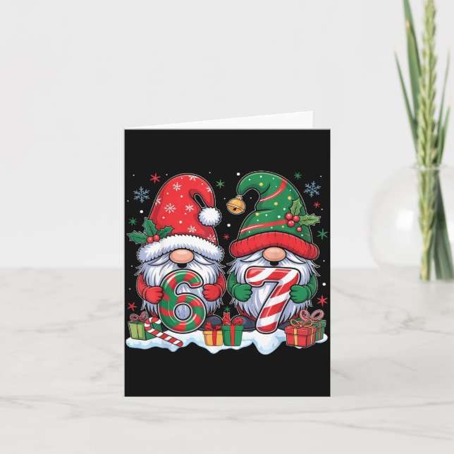 Funny 67 Christmas Pajamas Six Seven Meme 67 Gnome Card (Front)