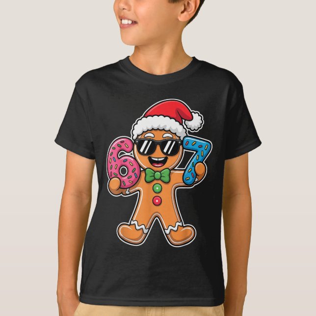 Funny 67 Christmas Six Seven Meme Xmas Gingerbread T-Shirt (Front)