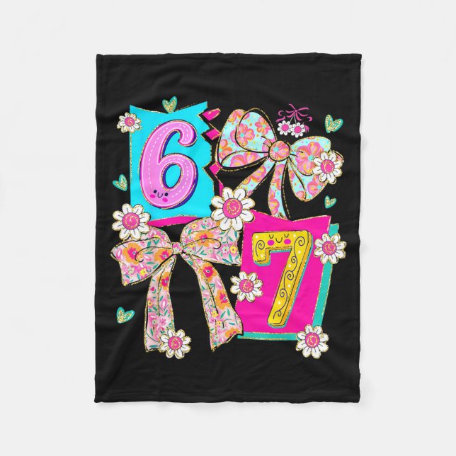 Funny 67 Coquette Bow Design For Girly Aesthetic L Fleece Blanket (Front)