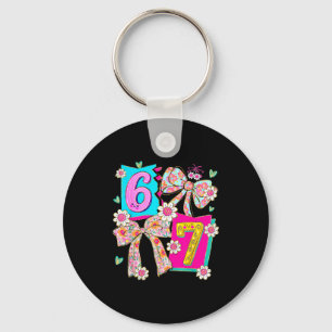 Funny 67 Coquette Bow Design For Girly Aesthetic L Keychain
