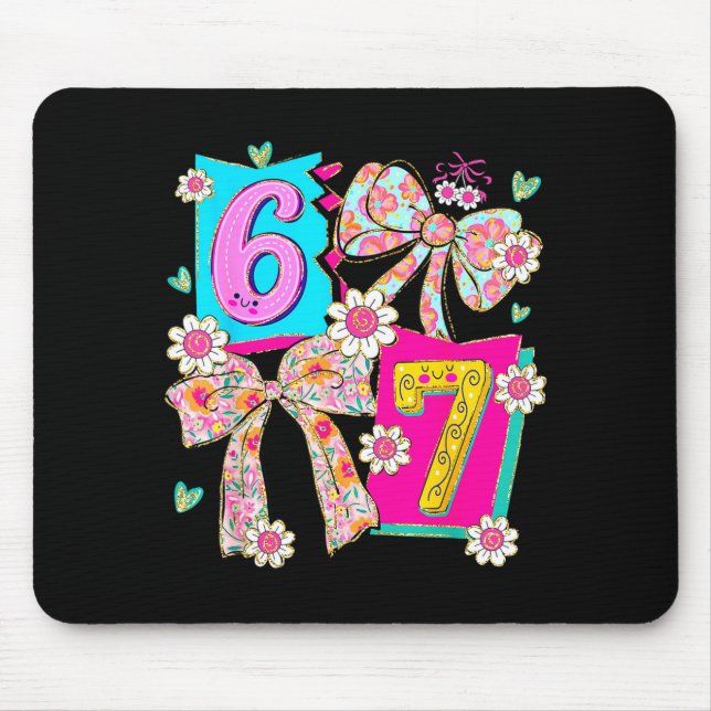 Funny 67 Coquette Bow Design For Girly Aesthetic L Mouse Pad (Front)