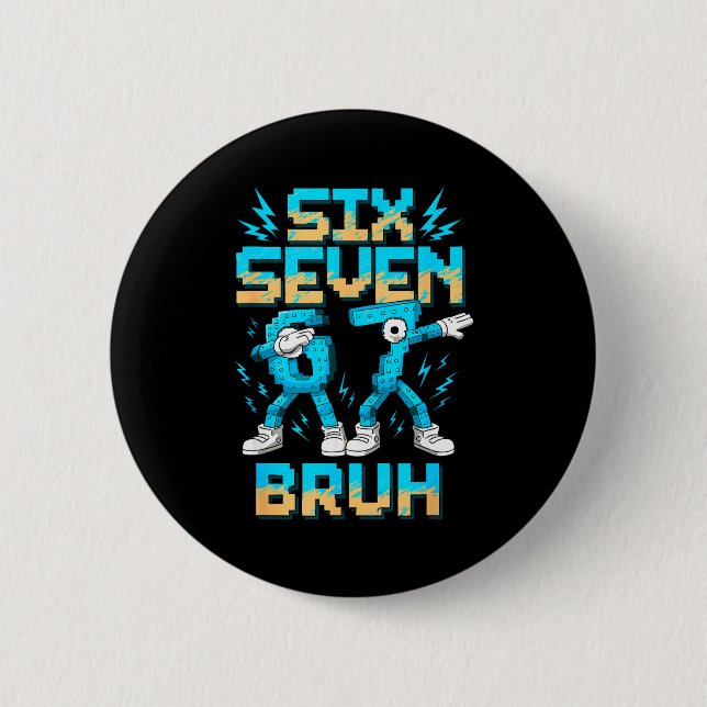 Funny 67 Dab Six Seven Burh Christmas 6 7 Dabbing  Button (Front)