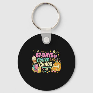 Funny 67 Days Of Coffee Retro Teacher Humor Keychain