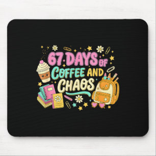 Funny 67 Days Of Coffee Retro Teacher Humor  Mouse Pad