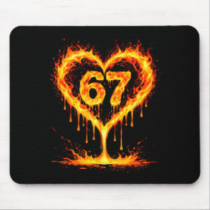 Funny 67 Flames Heart Love Six Seven Meme Celebrat Mouse Pad