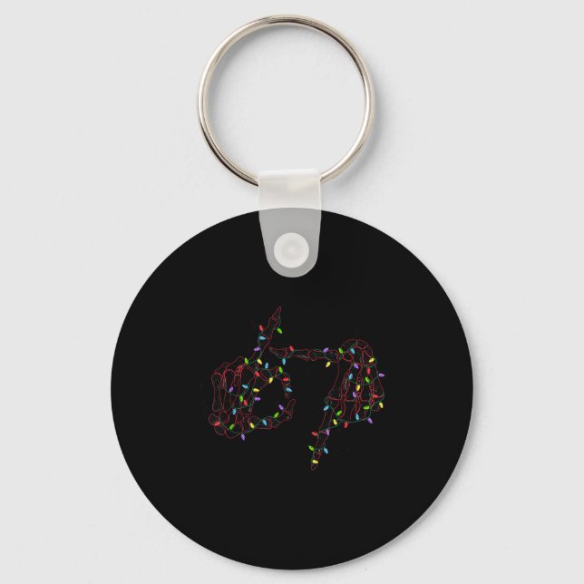 Funny 67 Hand Six Seven Meme Brainrot Christmas Xm Keychain (Front)