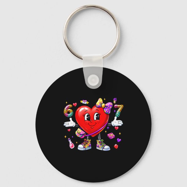 Funny 67 Heart Valentines Day Six Seven Meme 6 7 W Keychain (Front)